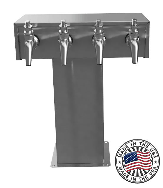 4 Product S/S T Tower - Glycol SuperChill - Stainless Steel Forward Sealing Faucets