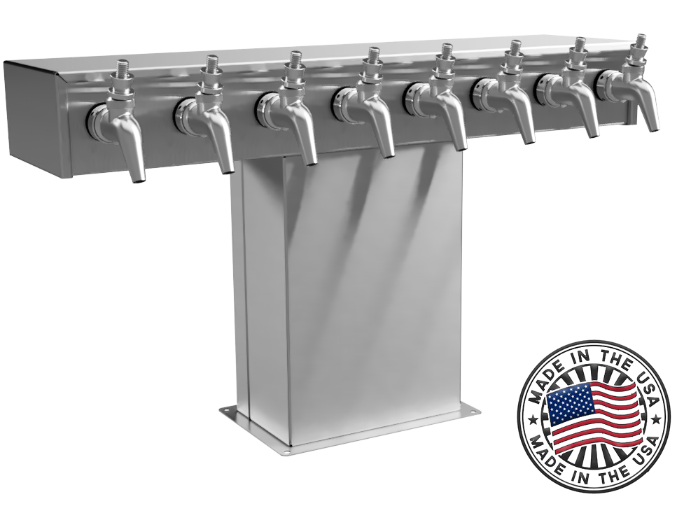 8 Product S/S T Tower - Glycol SuperChill - Stainless Steel Forward Sealing Faucets