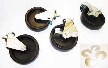 CASTOR 5" SET/6 1/2" X13 X 1" STEM 2LK/2NON LK