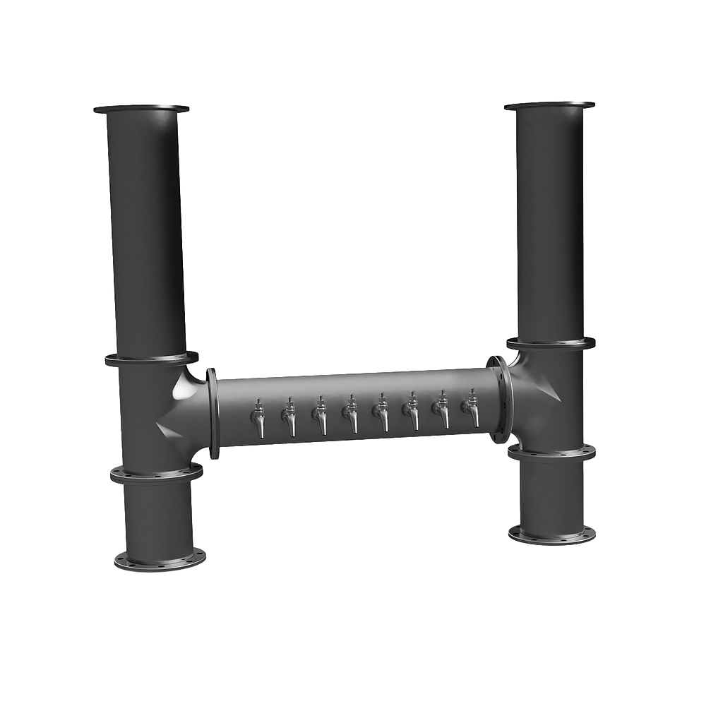 Pipe Tower 6" Dia SS 16 Product (8Back to Back) H- Glycol SuperChill - SS Faucets